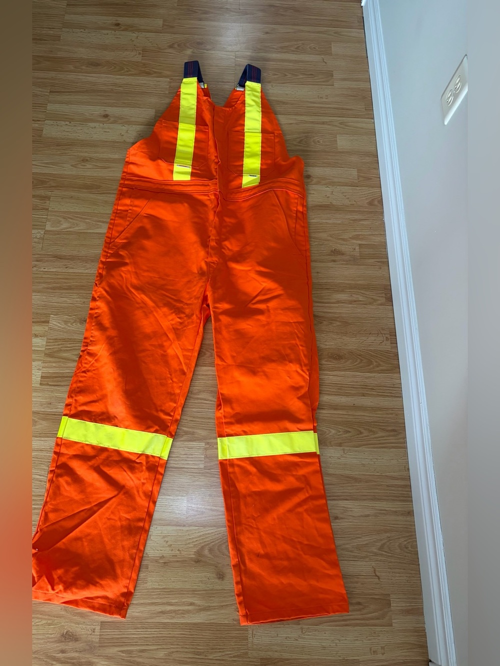 AGO High-Visibility Orange Safety Bib Overalls with Yellow Reflective Striping